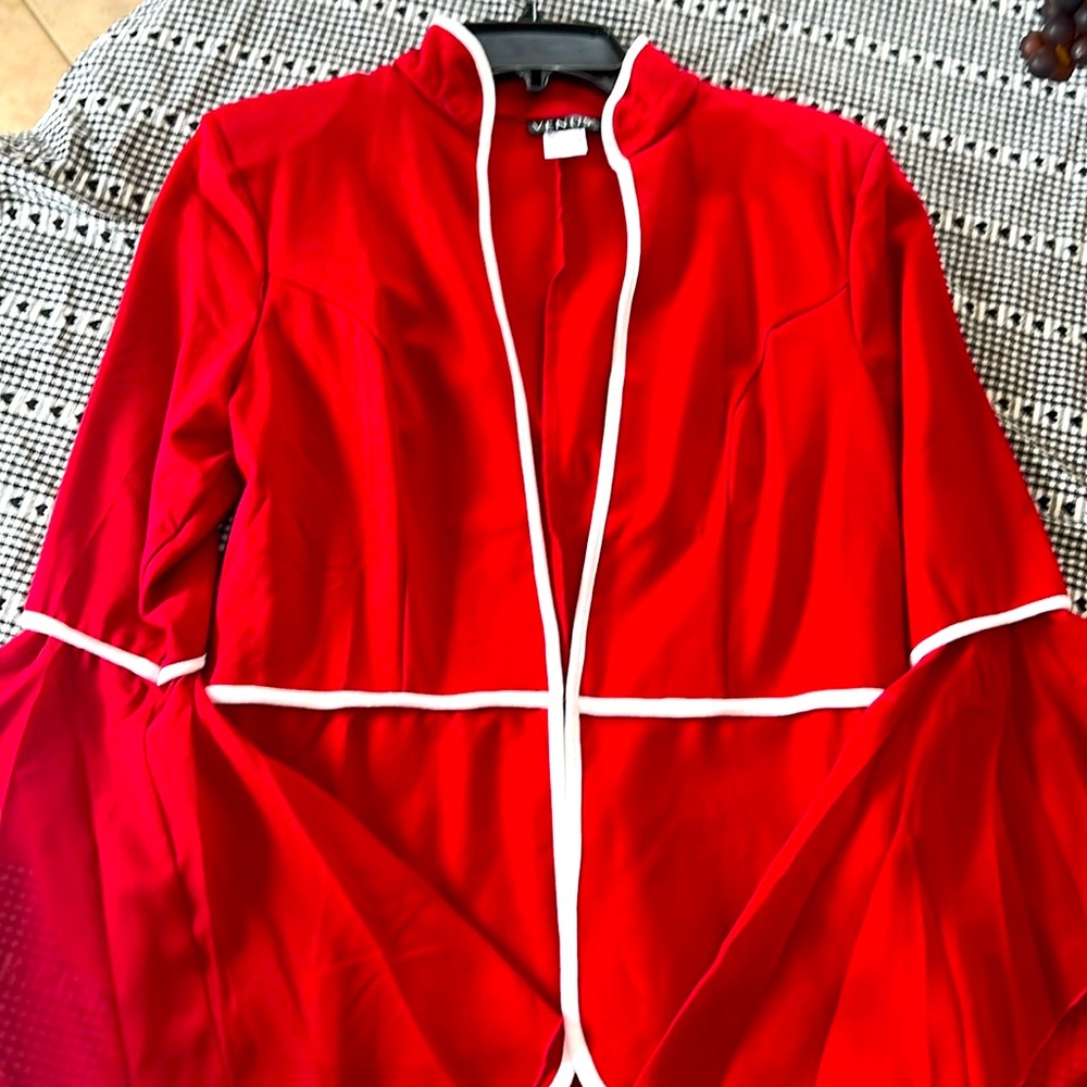 New, never worn (Venus has no tags) gorgeous red size 4 blazer with Chiffon